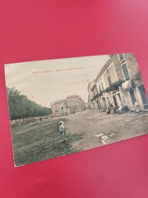 Ancienne carte postale oblitérée Saint-Chinian Quai et rue de Villeneuve philaté