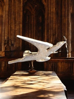 Sculpture vintage oiseau stylisé, finition argentée, design décoratif années 60