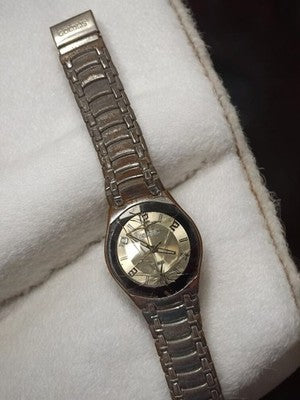 Montre homme GOLDLIS vintage à restaurer, bracelet métal, cadran doré ancien