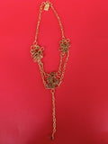 Vintage collier signé Danais, pierres naturelles, doré, pendentif long, ancien