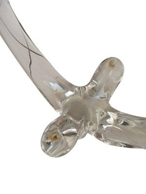 Sculpture abstraite cristal français vintage, objet d’art signé ancien