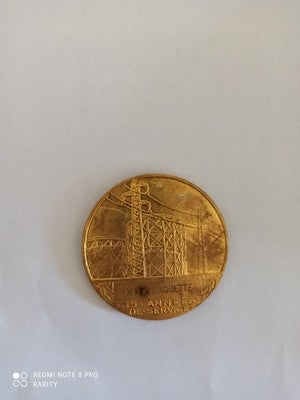 Médaille ancienne EDF GDF bronze doré relief Électricité de France vintage