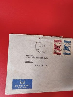 Ancienne lettre vintage timbrée oblitérée Liban vers France philatélie airmail