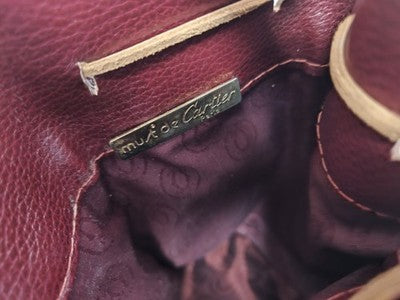 Sac seau Cartier bordeaux en cuir logo ovale, bandoulière, sac à main femme