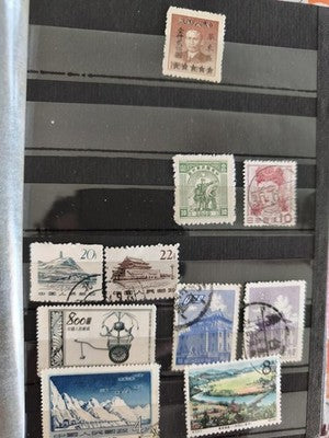 Lot de timbres vintage Chine anciens, collection philatélie asiatique rare rétro