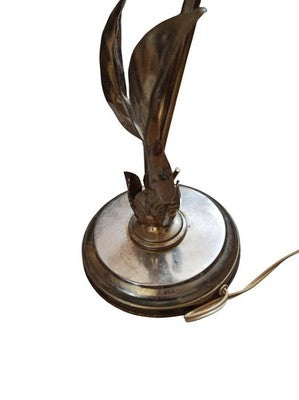 Lampe vintage années 70 métal martelé feuilles stylisées design floral