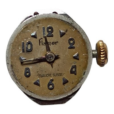 Montre mécanique Flamor Suisse vintage cadran doré ébauche ancienne