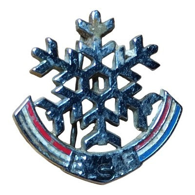 Broche médaille flocon ESF vintage – Métal argenté rétro ski neige