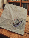 Foulard ancien Atlas L’Abeas Capitaine Brue vintage navire rétro accessoire
