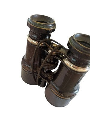Jumelles anciennes vintage avec étui rigide, optique noire, paire binoculars rét