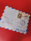 Ancienne lettre vintage Sénégal 1963 avec timbres oblitérés, enveloppe Par Avion