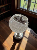 Briquet de table vintage cristal taillé, socle métal, années 60/70, déco rétro