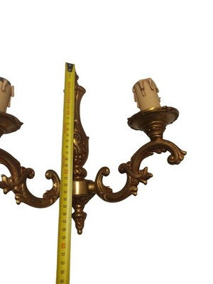 Applique murale ancienne bronze doré style Louis XV vintage rétro luminaire déco