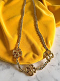 Collier vintage fantaisie métal doré fleurs ajourées rétro années 70