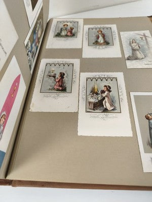 Gros classeur de cartes pieuses catholiques anciennes, chromos & communions