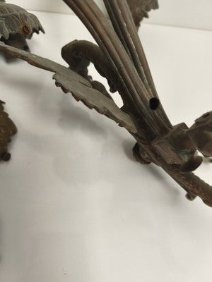 Paire d'appliques bougeoirs anciennes bronze décor dragon style XIXe