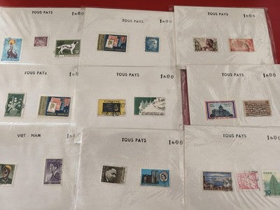 Lot ancien timbres du monde en vrac, collection philatélie, divers pays