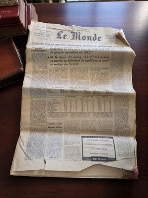 Journal Le Monde ancien 1974 élection présidentielle vintage rétro