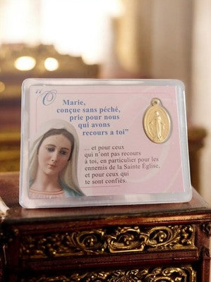 Médaille Miraculeuse Vierge Marie métal doré vintage prière catholique