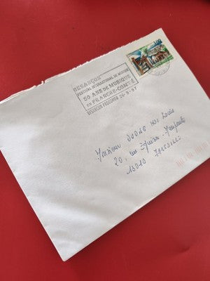 Ancienne enveloppe oblitérée timbres France Besançon 1997 philatélie collection