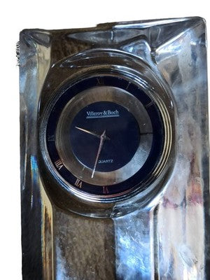 Horloge de bureau Villeroy & Boch vintage quartz, bloc transparent, style modern