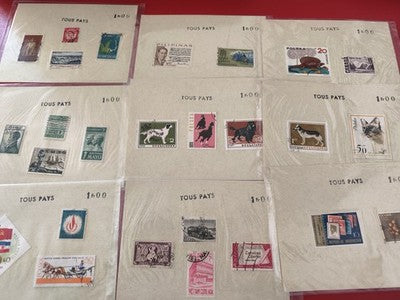 Lot anciens timbres monde vrac philatélie, animaux, paysages, collection