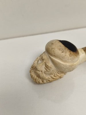 Pipe ancienne tête de fakir écume & ambre Antenophone sculptée vintage