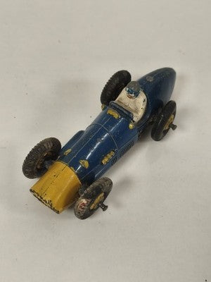 Ancienne Dinky Toys Meccano Ferrari en métal peint bleu et jaune