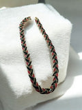 Collier vintage fantaisie maillons émaillés noir rouge, bijou rétro ancien costu