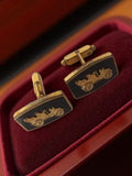 Paire boutons de manchette vintage plaqué or voiture rétro homme ancien