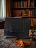 Portefeuille ancien vintage cuir noir années 1950-60 rétro fermoir métal