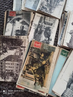 Lot Cartes Postales Anciennes Lyon XIXe-XXe Vue Ville Monument Timbres