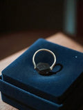 Bague vintage rétro pierre noire facettée style ancien bijou fantaisie