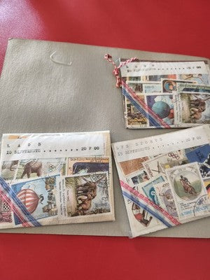 Lot anciens timbres monde vrac collection, thématiques animaux sports, philatéli