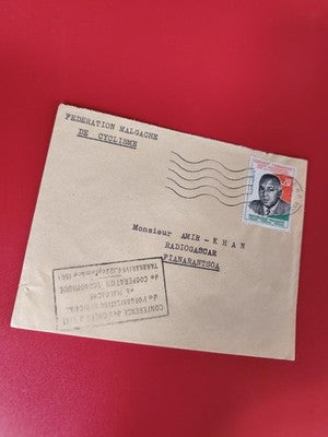 Lettre ancienne Madagascar Fédération Cyclisme avec timbre oblitéré 1961 philaté