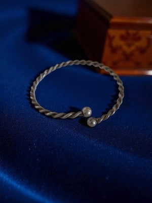 Bracelet vintage métal torsadé boules style années 1930 rétro