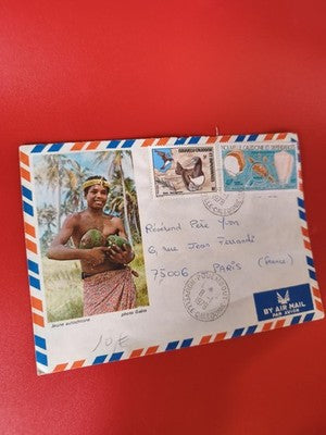 Lettre ancienne oblitérée Nouvelle-Calédonie 1979, timbres oiseaux coquillages
