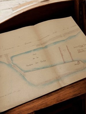 Plan ancien travaux publics Marseille Port Fontaine des Tuiles 1930s vintage hyd