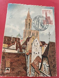 Ancienne carte postale oblitérée Strasbourg cathédrale philatélie vintage