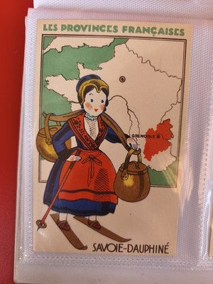 Carte ancienne vintage Les Provinces Françaises Savoie Dauphiné Grenoble illustr
