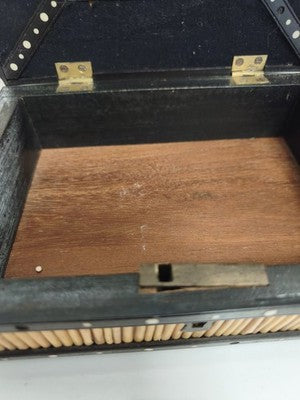 Boîte rectangulaire anglo-indienne os et piquants de porc-épic incrustés