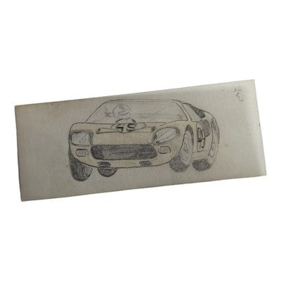 Dessin original voiture Scalextric Dinky Toys vintage sur calque, années 60