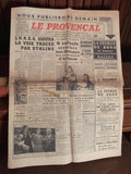 Journal ancien Le Provençal 1953 une édition vintage presse rétro Sud-Est