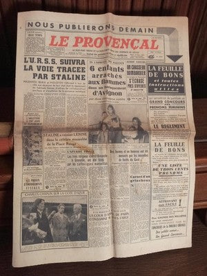 Journal ancien Le Provençal 1953 une édition vintage presse rétro Sud-Est