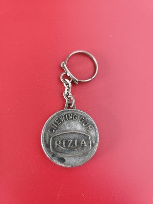 Porte-clés ancien publicitaire Rizia chewing gum vintage rond métal collection