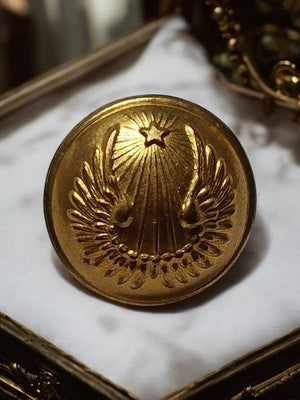 Bouton ancien GJF Paris doré, motif étoile et ailes, traditionnel France vintage