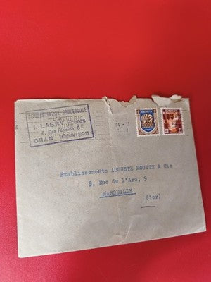 Ancienne lettre vintage timbres oblitérés Oran Marseille philatélie collection