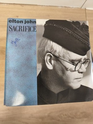 45T vinyle vintage Elton John Sacrifice pochette bleue, occasion, collector