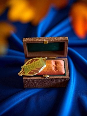 Pin's feuille HEVARD publicitaire vintage édition limitée doré