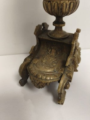 Bougeoir ancien bronze XIXe style rocaille doré décor floral